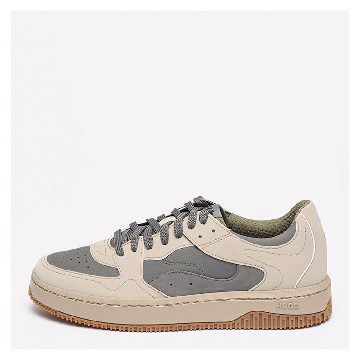 Cream/Grey Lace Up Panelled Trainers main product photo