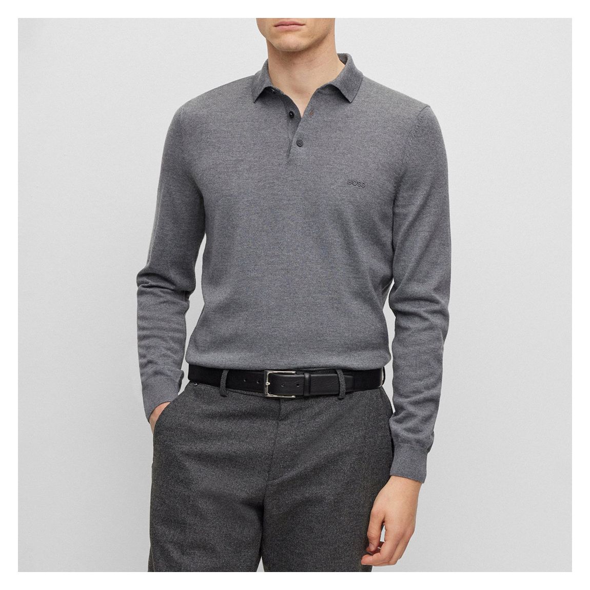 Grey Wool Polo Jumper main product photo