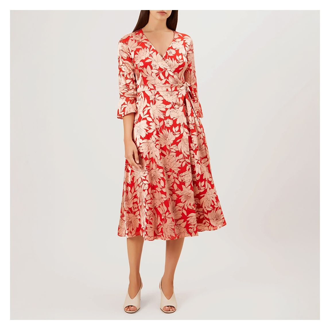 Red Floral Justina Wrap Dress main product photo