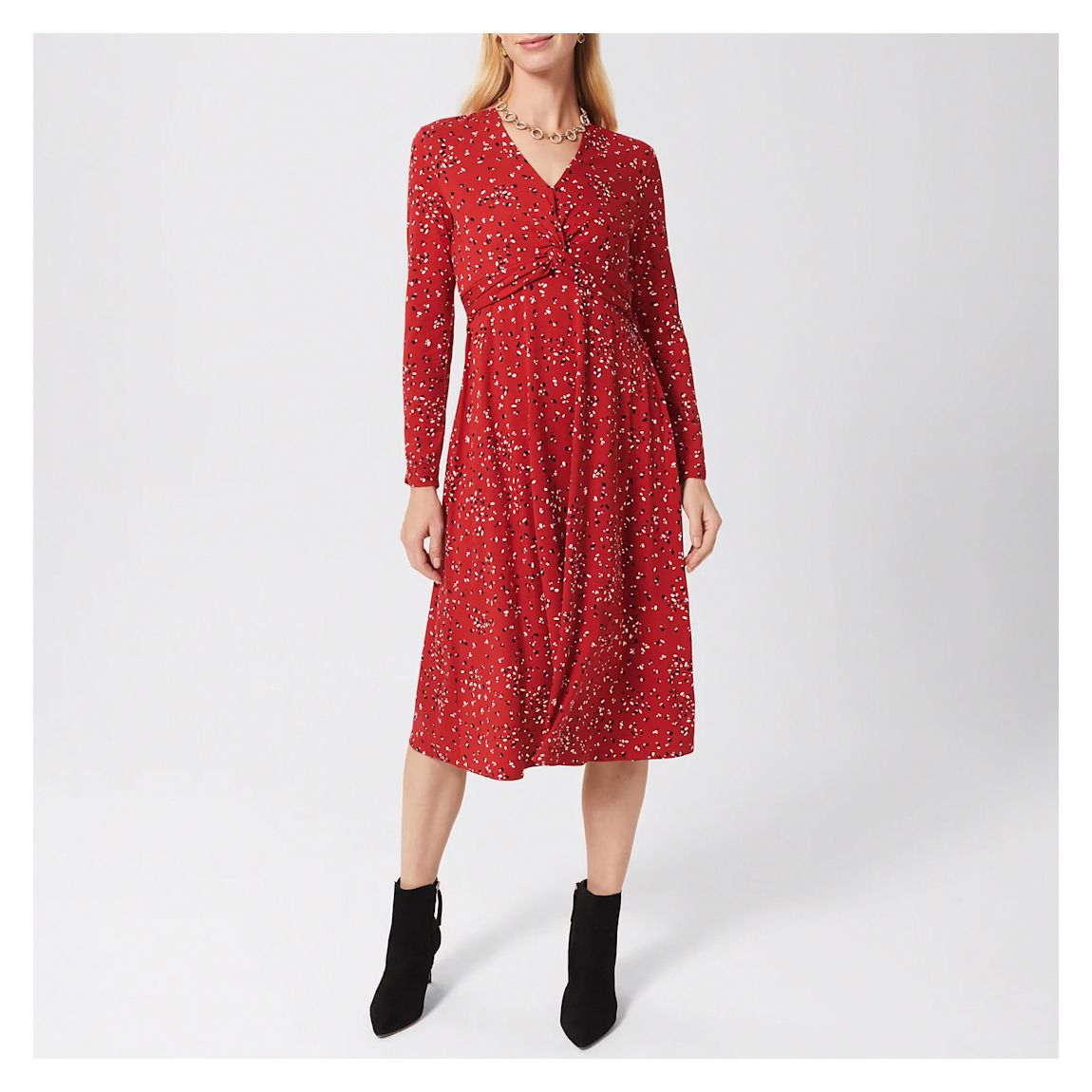 Red Anoushka Ditsy Print Jersey Dress main product photo
