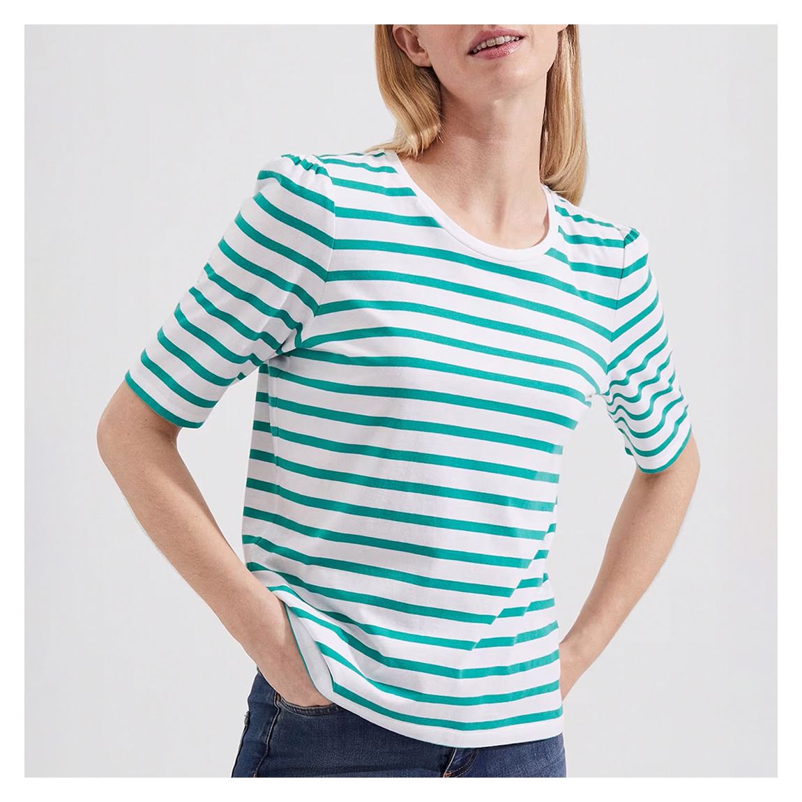 White Eva Striped Cotton T-Shirt main product photo