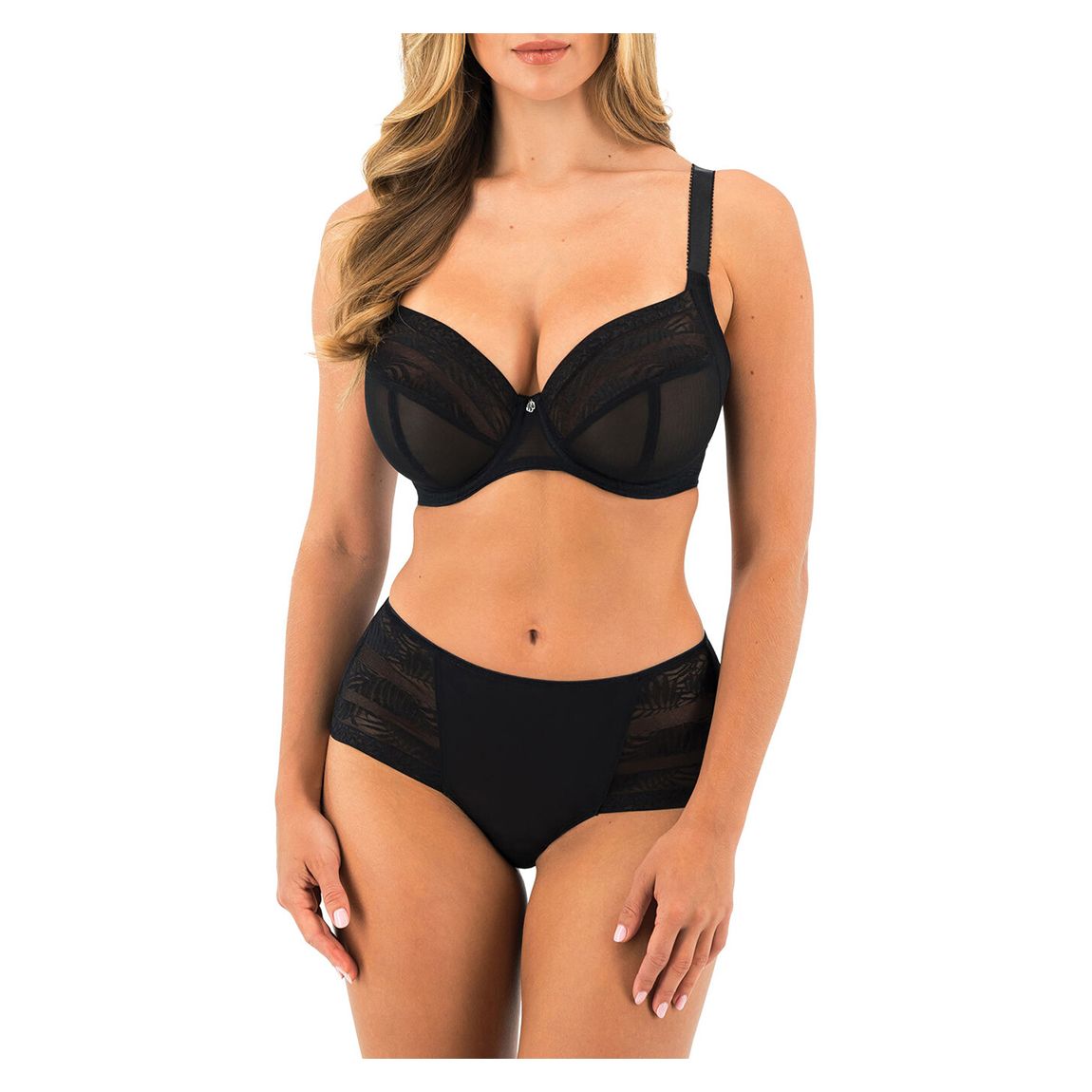 Black Devote Underwire Side Support Plunge Bra main product photo