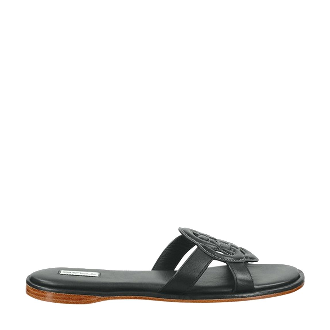 Women's Black Chleo Leather Flat Sandal main product photo