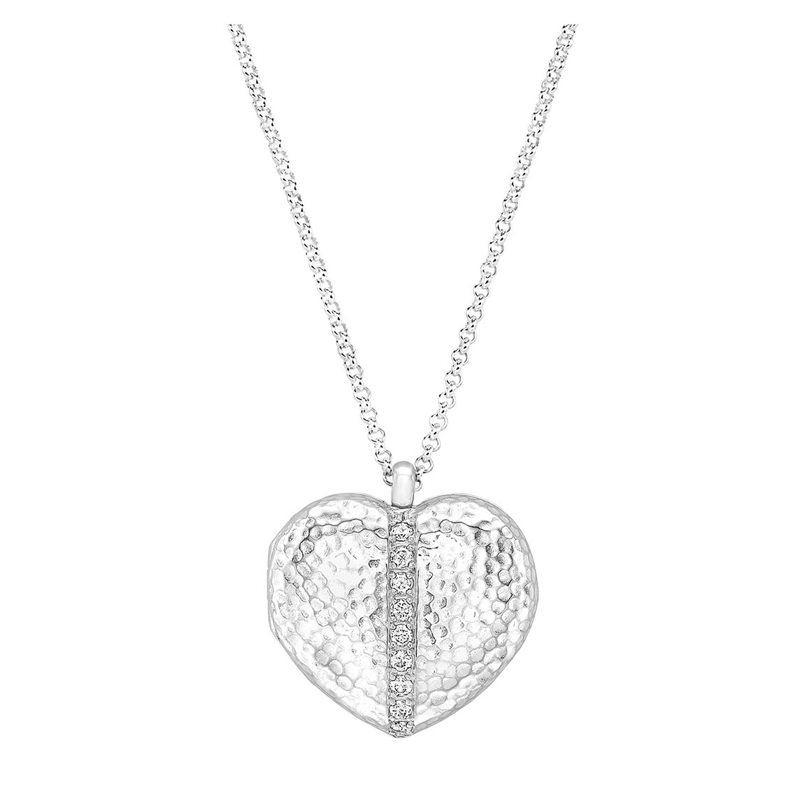 Silver White Sapphire 23mm Heart Lumiere Locket main product photo