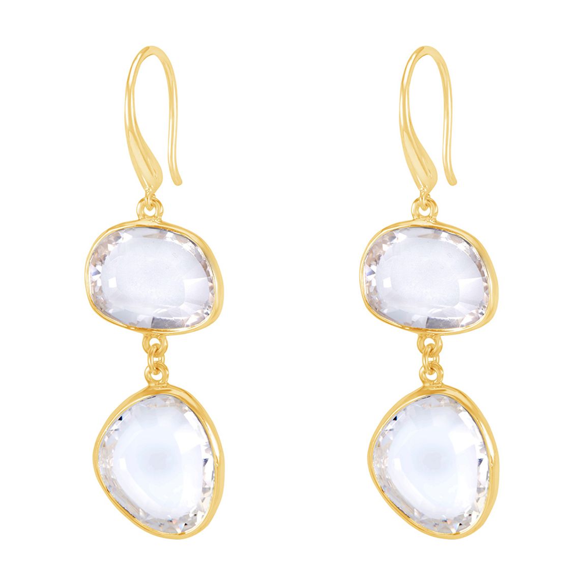 Gold Rock Crystal Pebble Drop Earrings main product photo