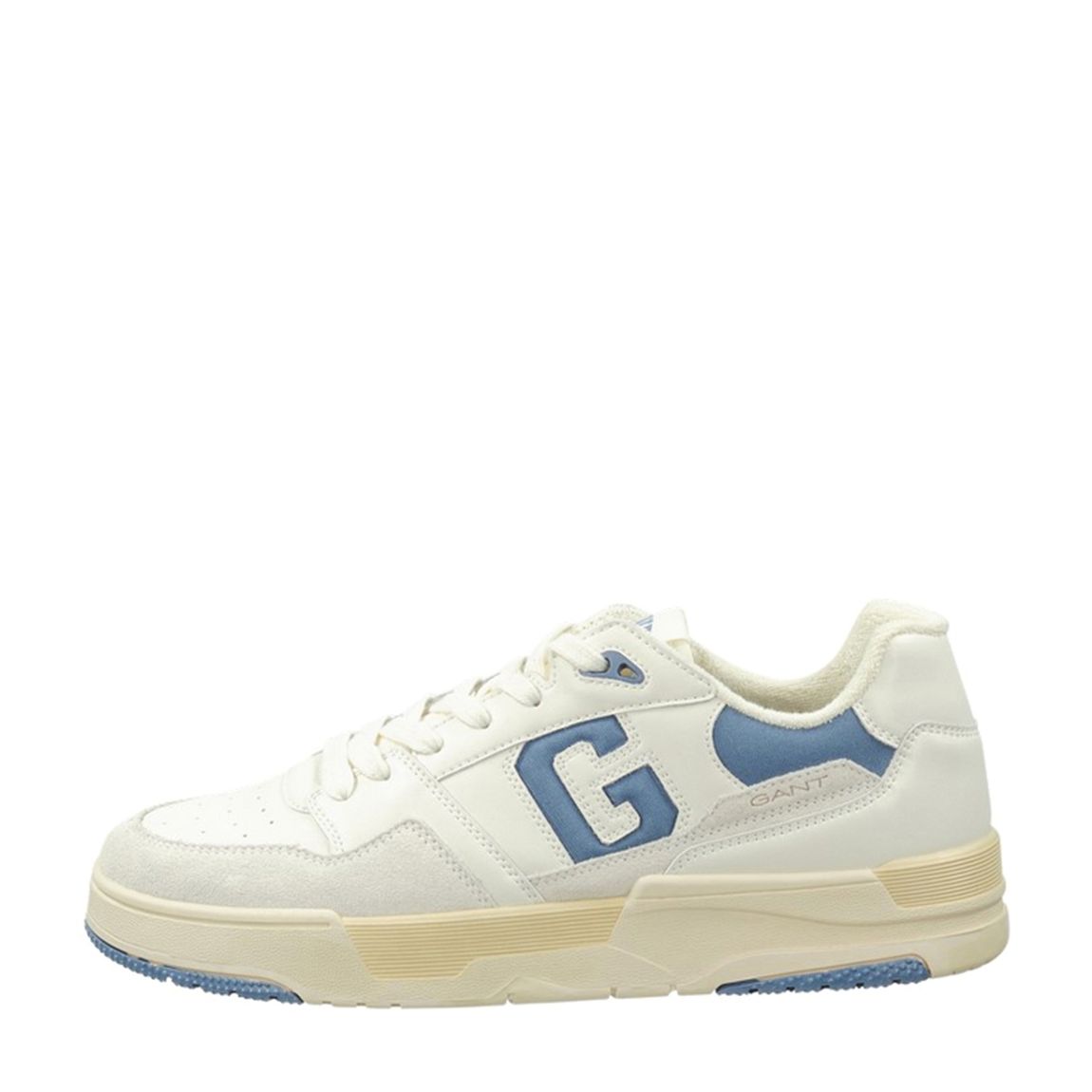 Men's White/Blue Brookpal Leather Trainer main product photo