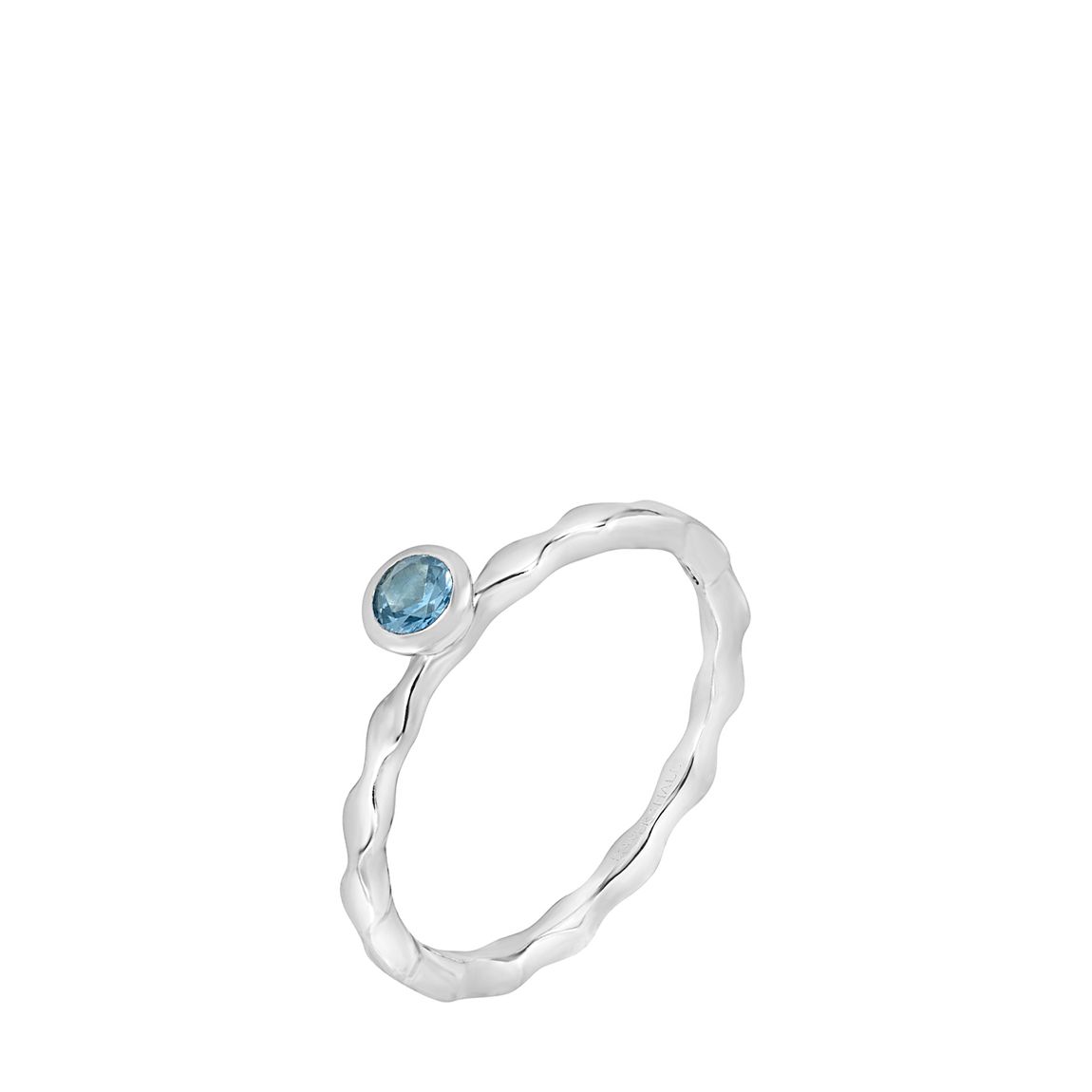 Silver 3mm Aquamarine Wave Band Twinkle Ring main product photo