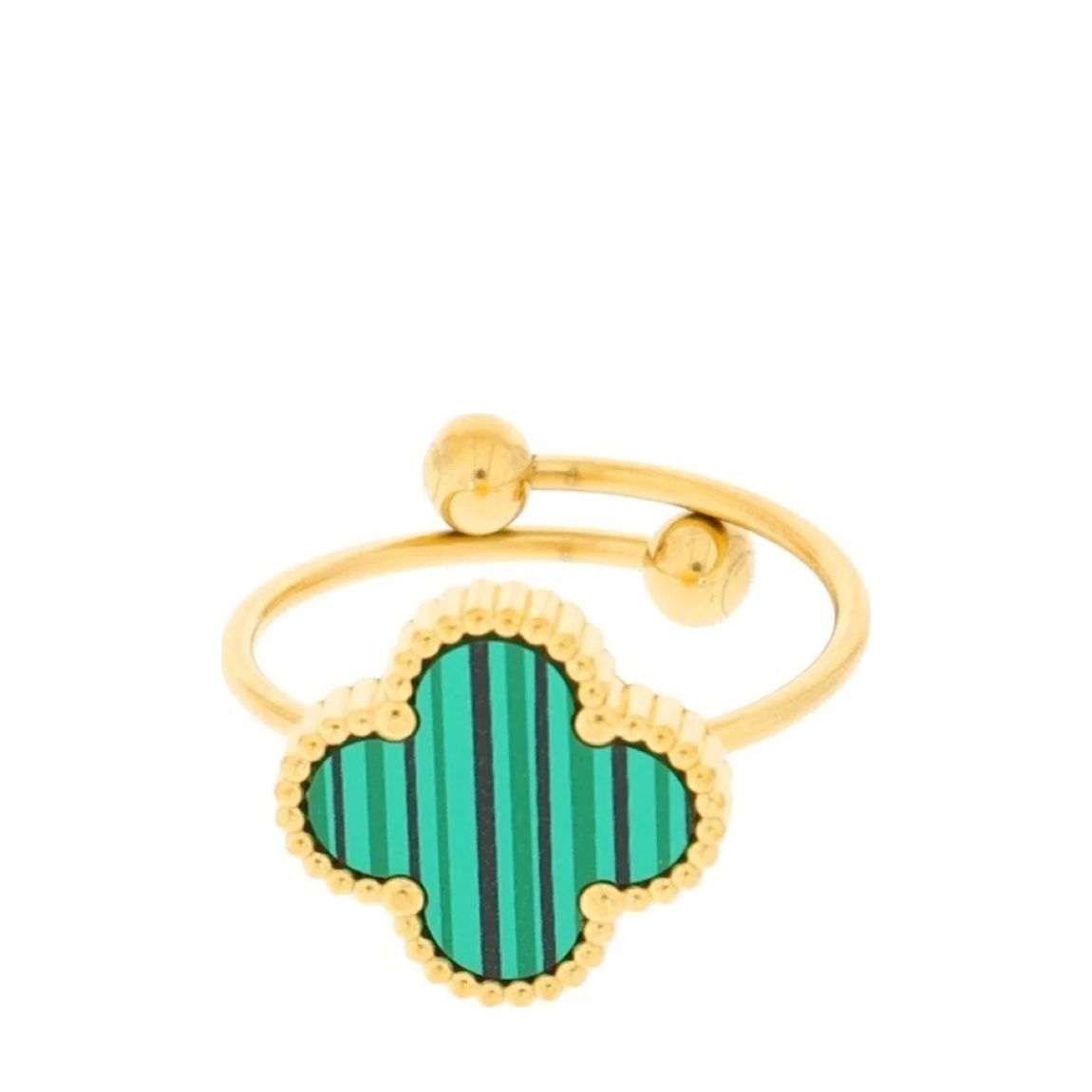 18K Gold Malachite Adjustable Ring main product photo
