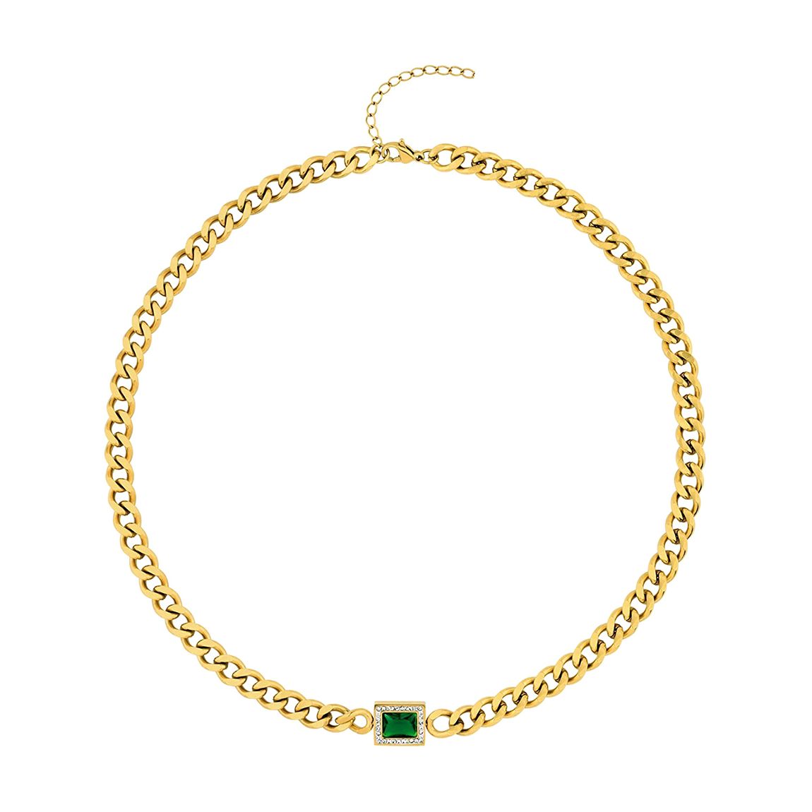 18K Gold Green Embelished Chain Necklace main product photo