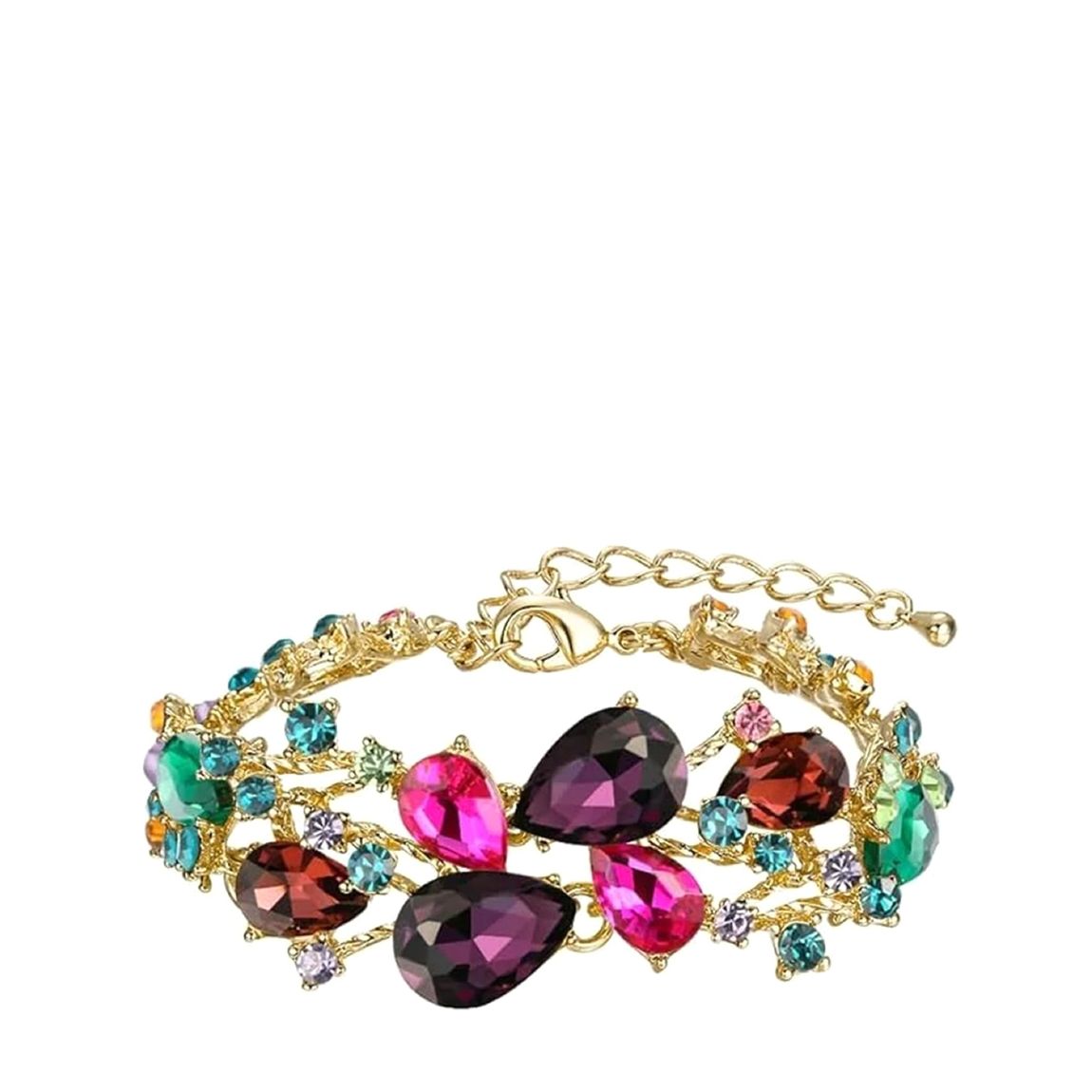 18K Gold Multicolor Cluster Pear Bracelet main product photo