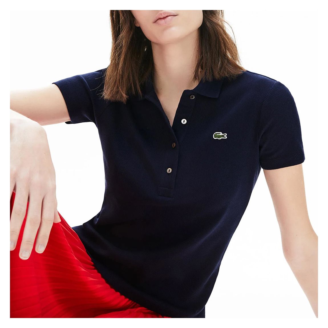 Navy Ribbed Cotton Polo Shirt main product photo