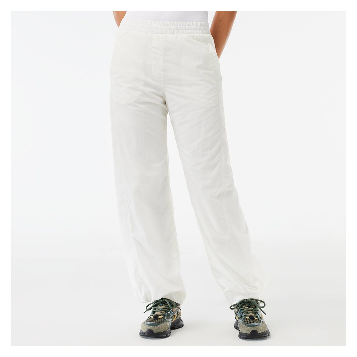 White Wide Leg Nylon Track Pants main product photo