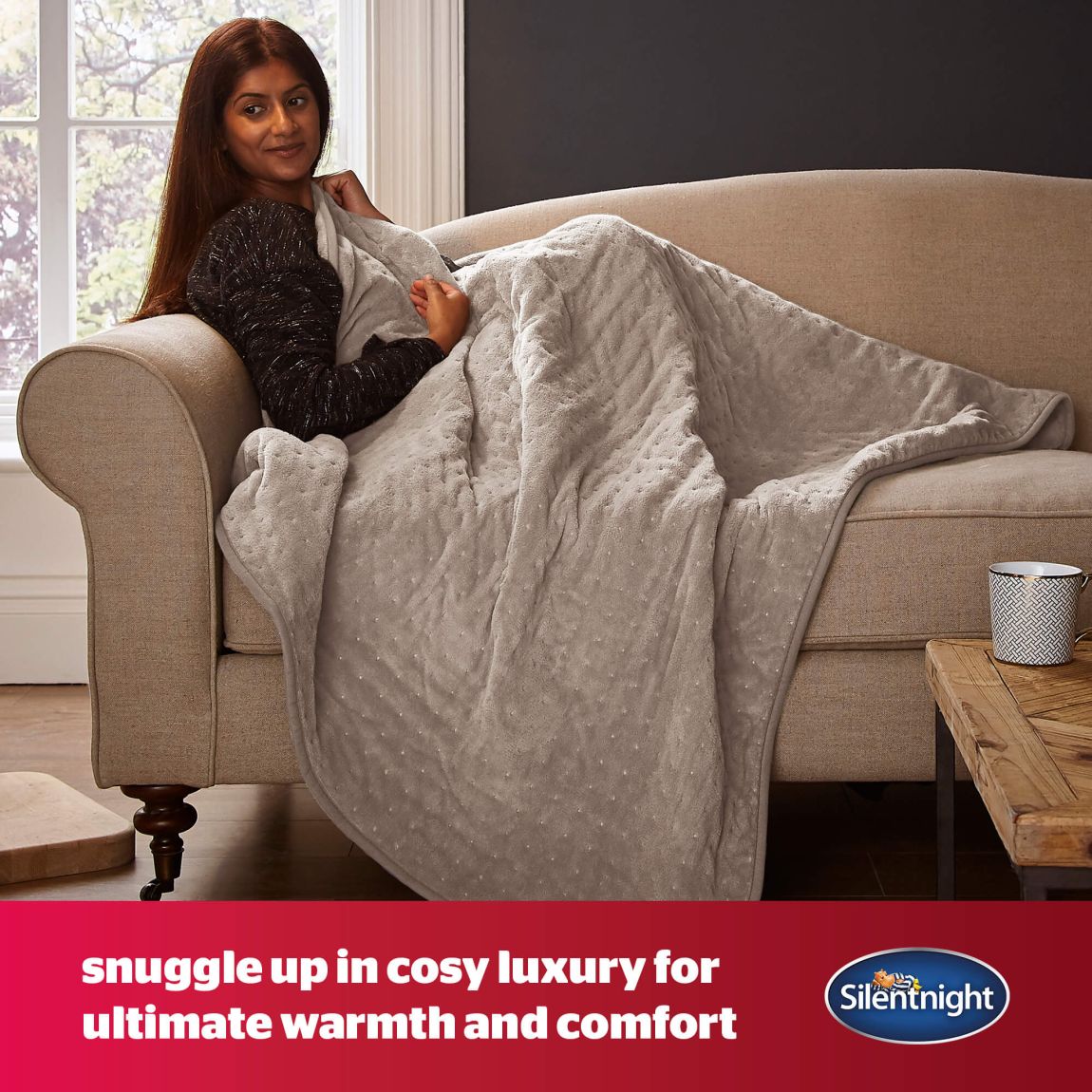 Silentnight Comfort Control Heated Throw - 120 X 160 - Natural main product photo