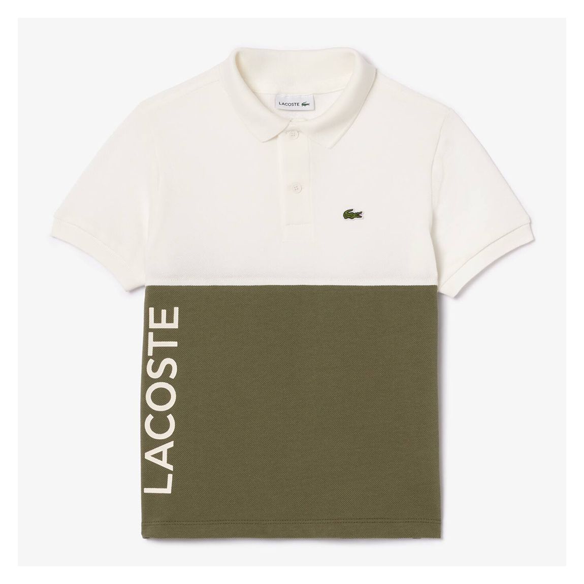 Kids Khaki/Cream Colour Block Cotton Polo Shirt main product photo