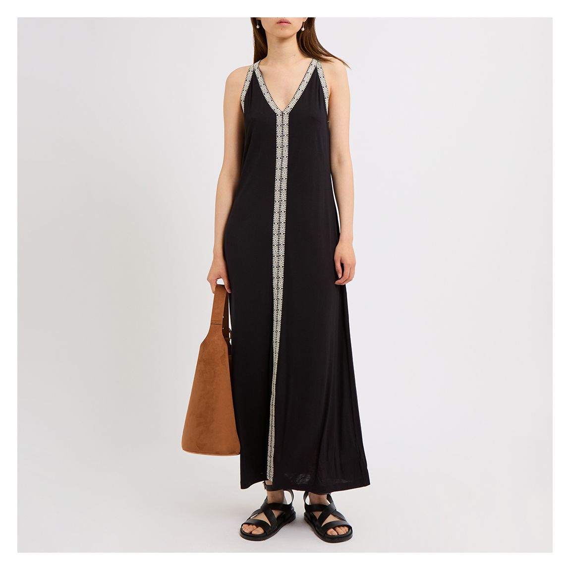 Black Jersey Trim Maxi Dress main product photo