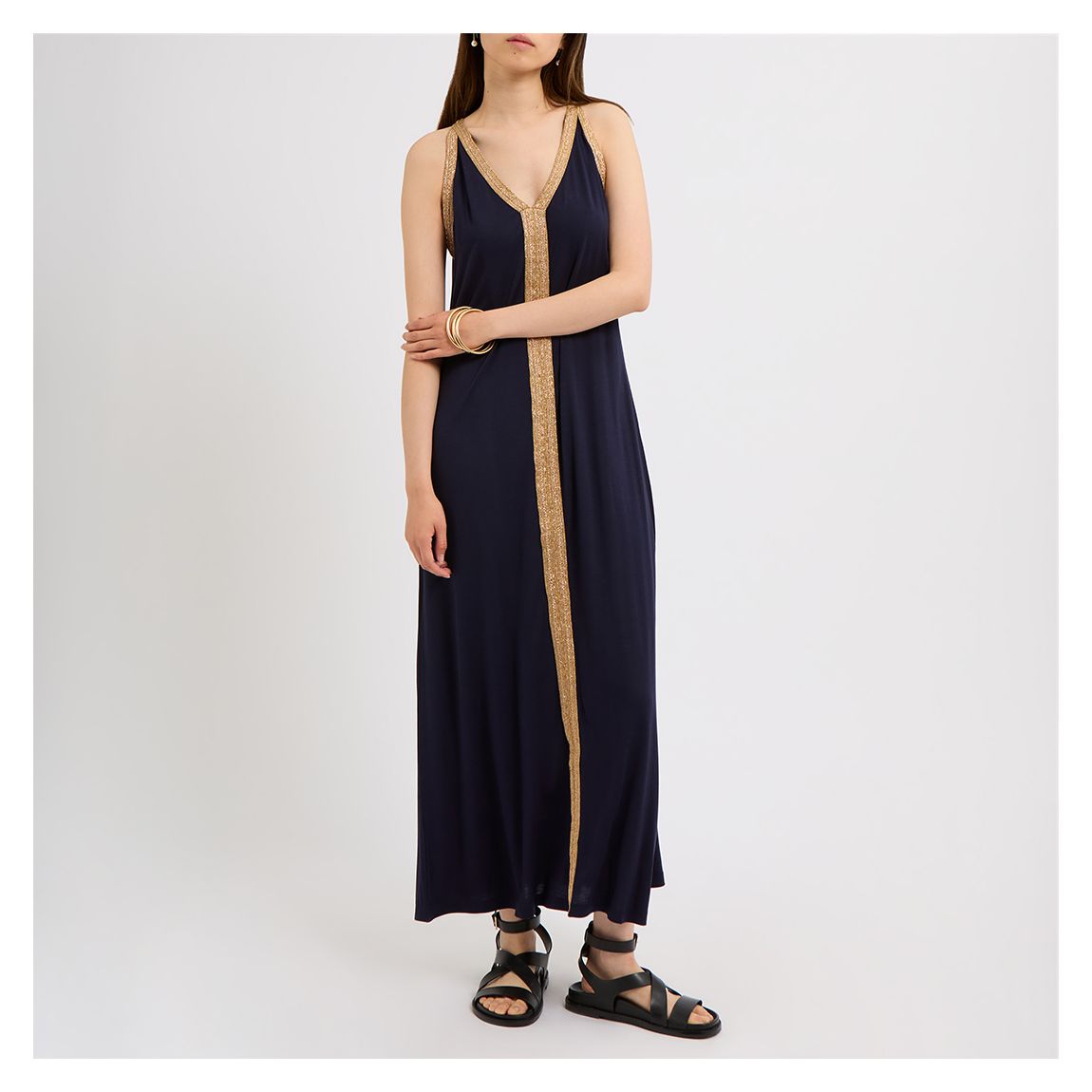 Navy Jersey Trim Maxi Dress main product photo