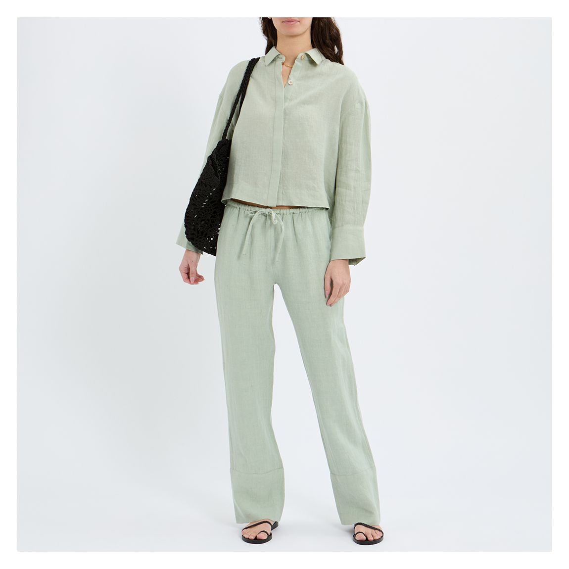 Sage Linen Boxy Shirt main product photo