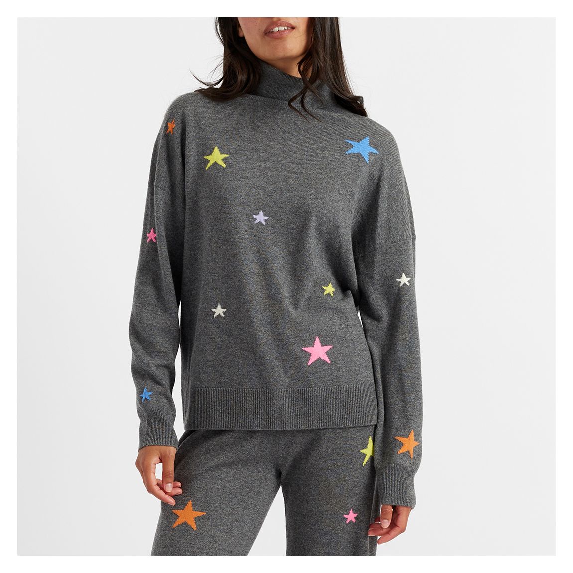Slate/Multi Star Wool Cashmere Blend Sweater main product photo