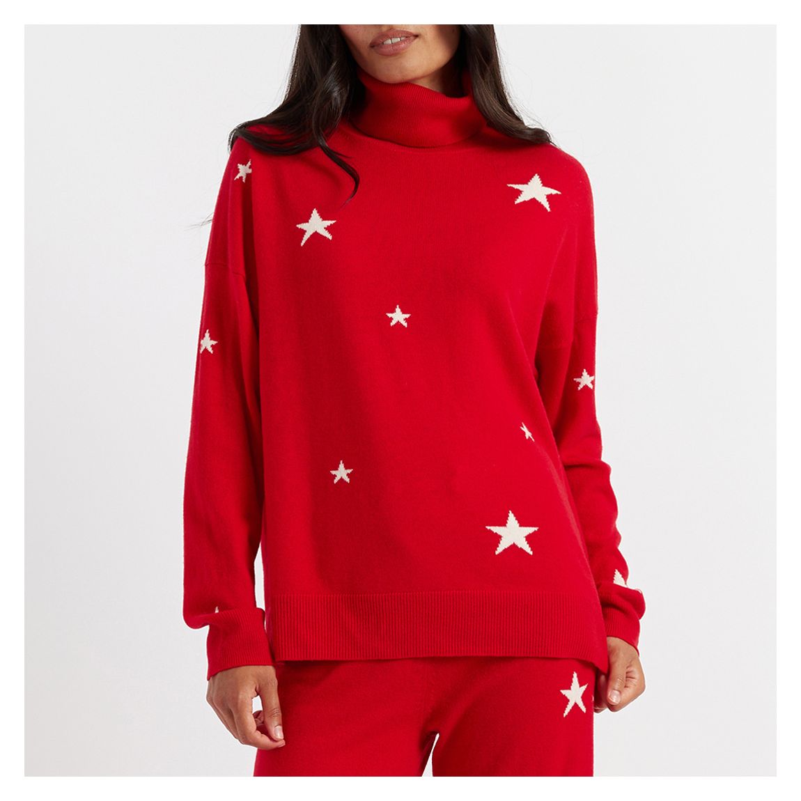 Red/White Star Wool Cashmere Blend Sweater main product photo