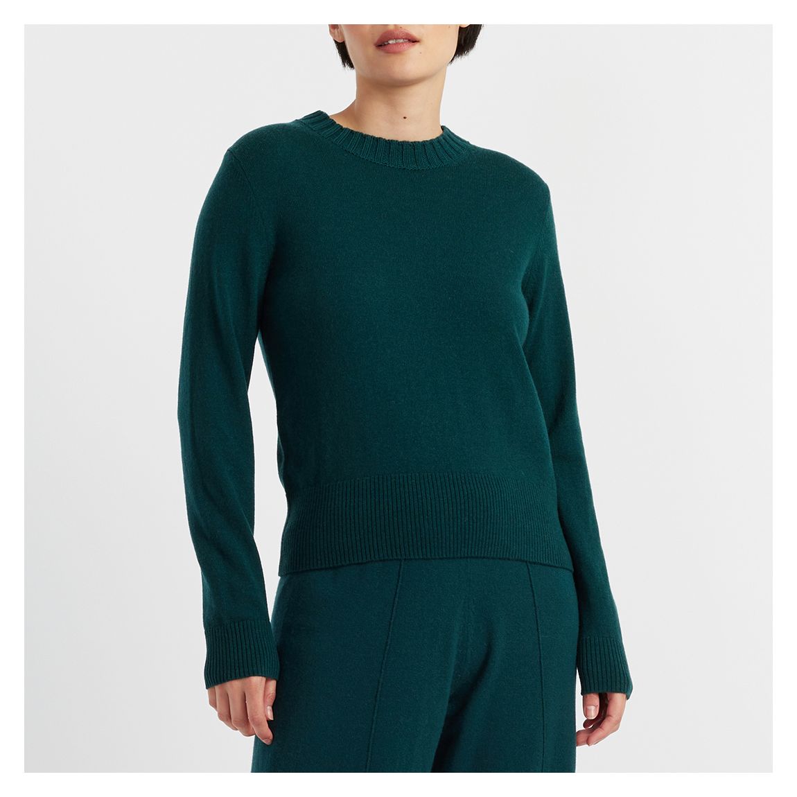 Forest Green Wool Cashmere Blend Cropped Jumper main product photo