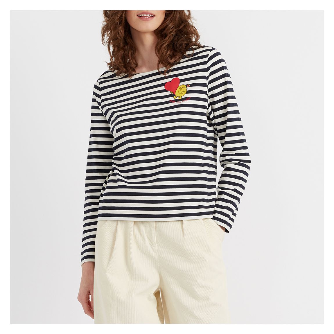 Navy Little Miss Heart Breton T-Shirt main product photo