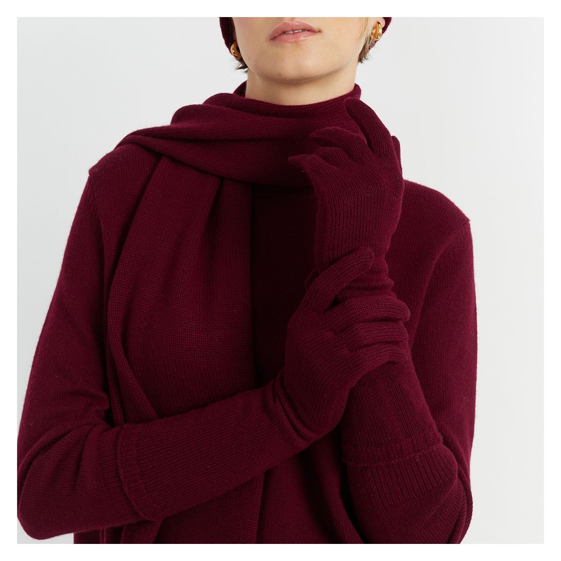Burgundy Cashmere Long Gloves main product photo