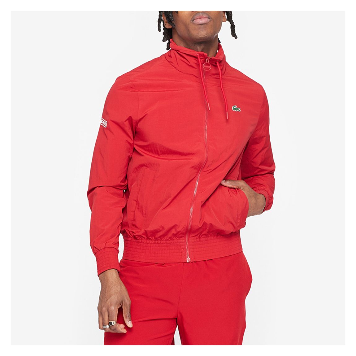 Red High Neck Windbreaker Jacket main product photo