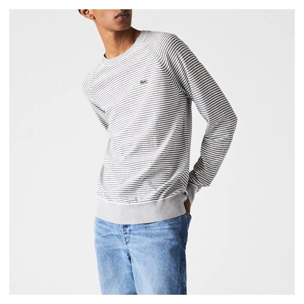 XGrey Stripe Crew Neck Cotton Jumper main product photo