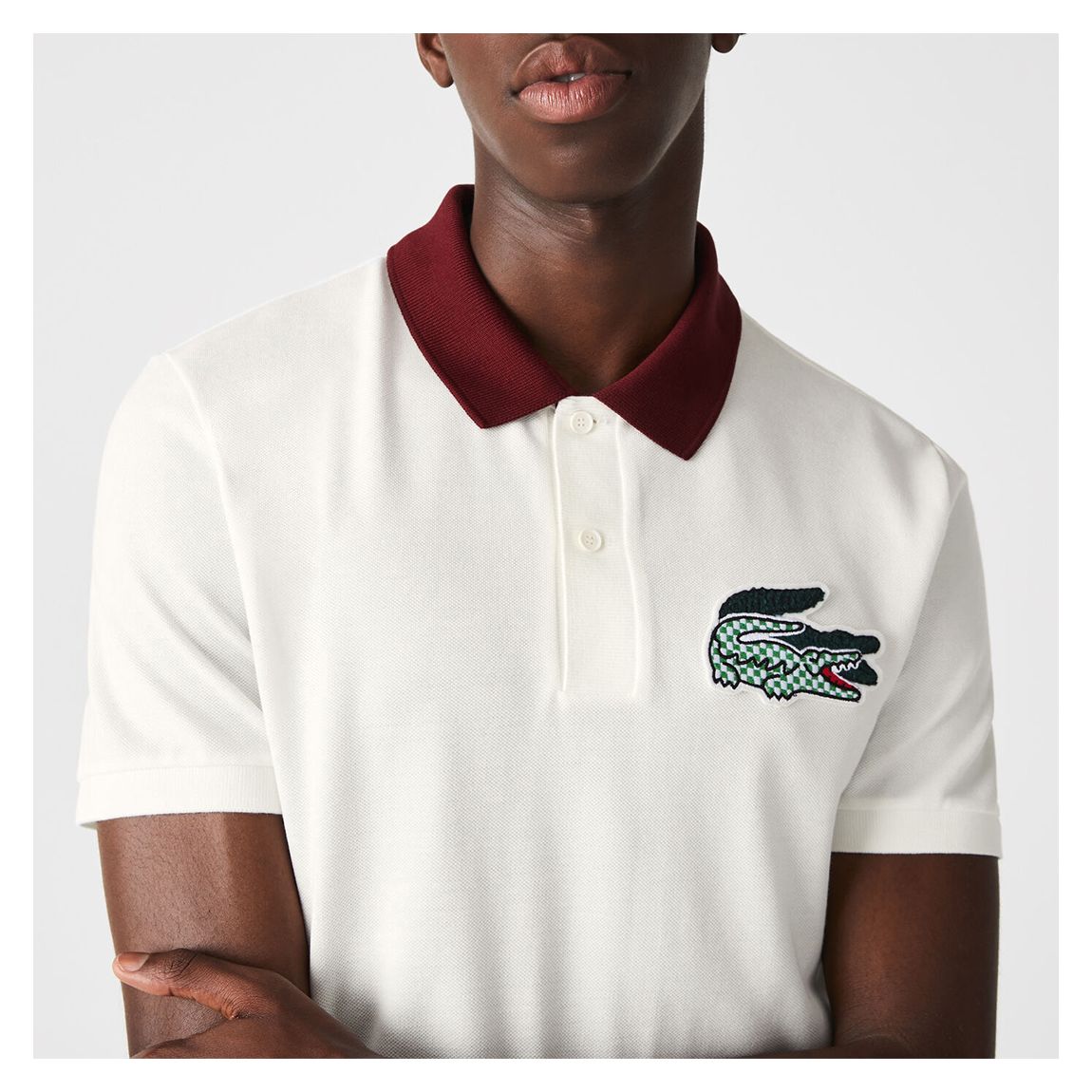 Cream Contrast Collar Cotton Polo Shirt main product photo