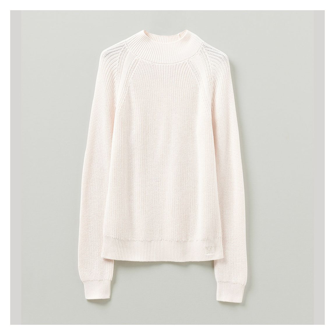 Cream Rib Knit Mock Neck Jumper main product photo