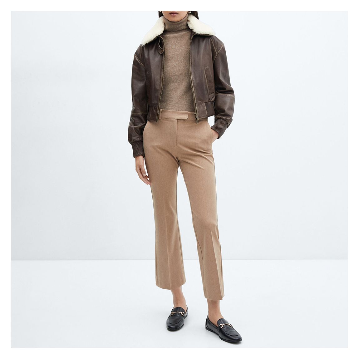 Brown Crop Flared Trousers main product photo