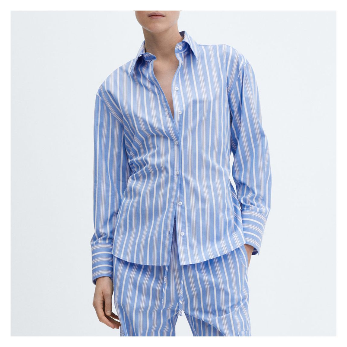 Sky Blue Striped Bow Blouse main product photo