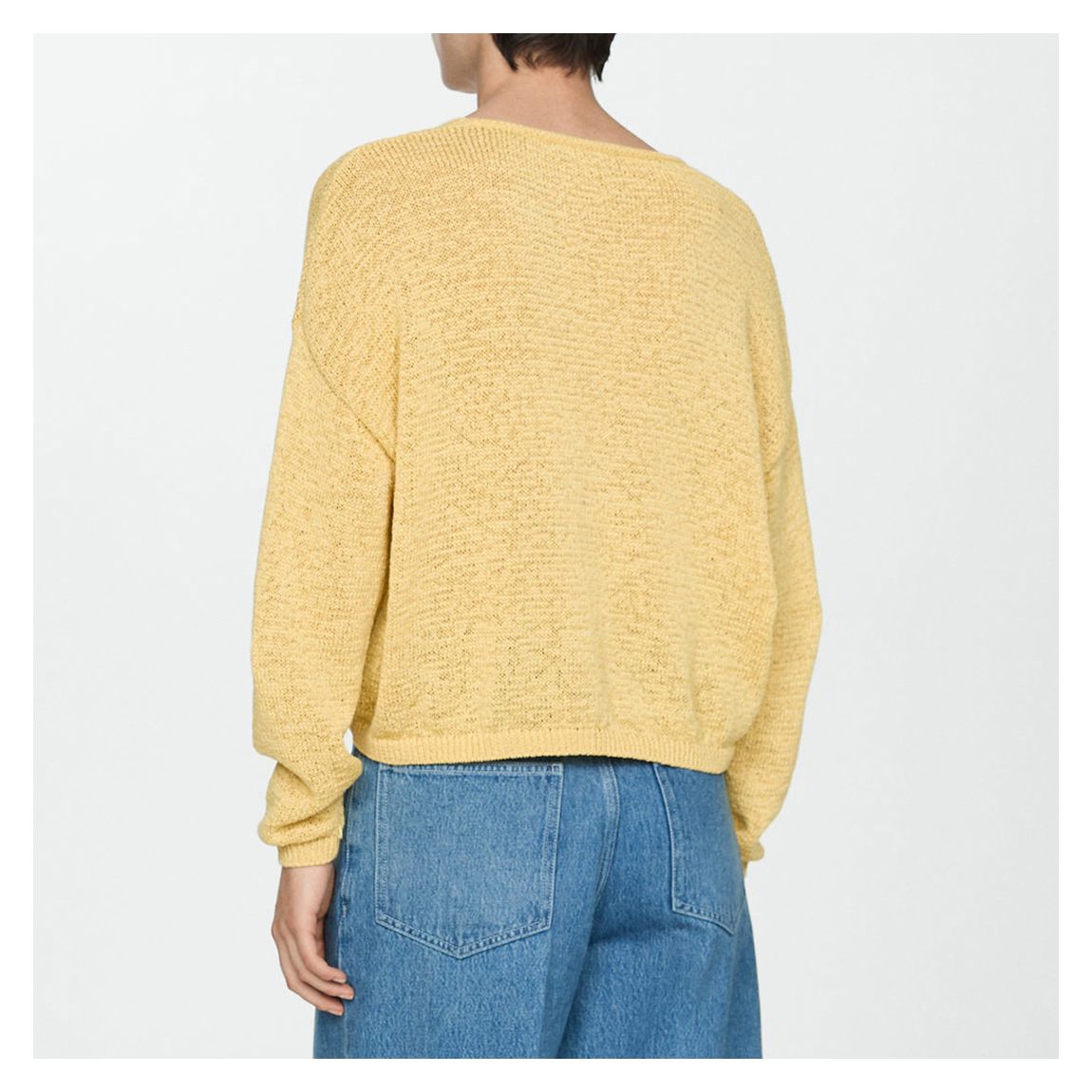 Yellow Fine-Knit V-Neck Jumper main product photo