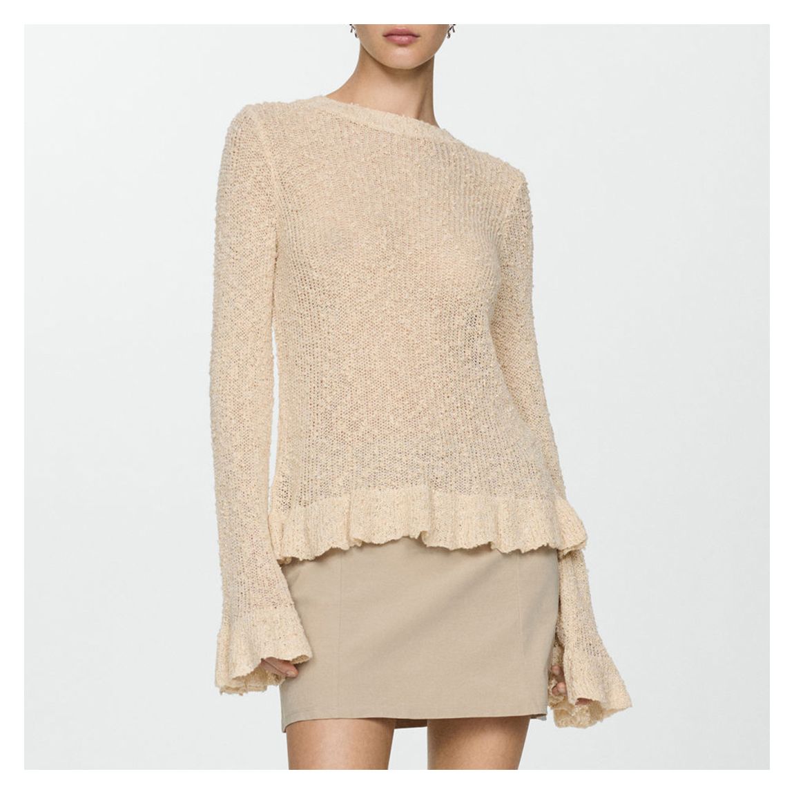 Off White Jumper With Ruffled Ends main product photo