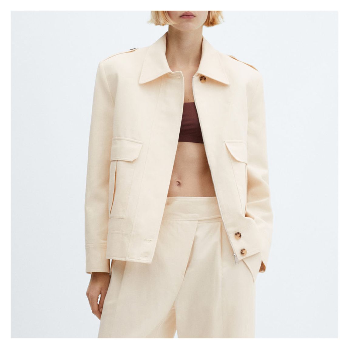 Off White Jacket Pockets With Button Detail main product photo