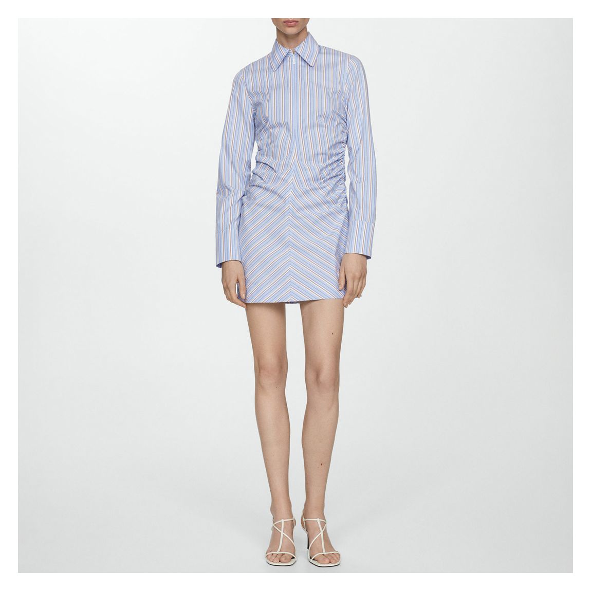 Sky Blue Striped Mini Shirt Dress main product photo