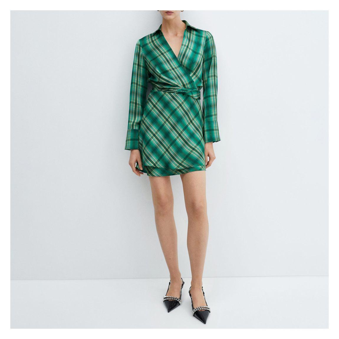 Emerald Check Flowy Mini Dress main product photo