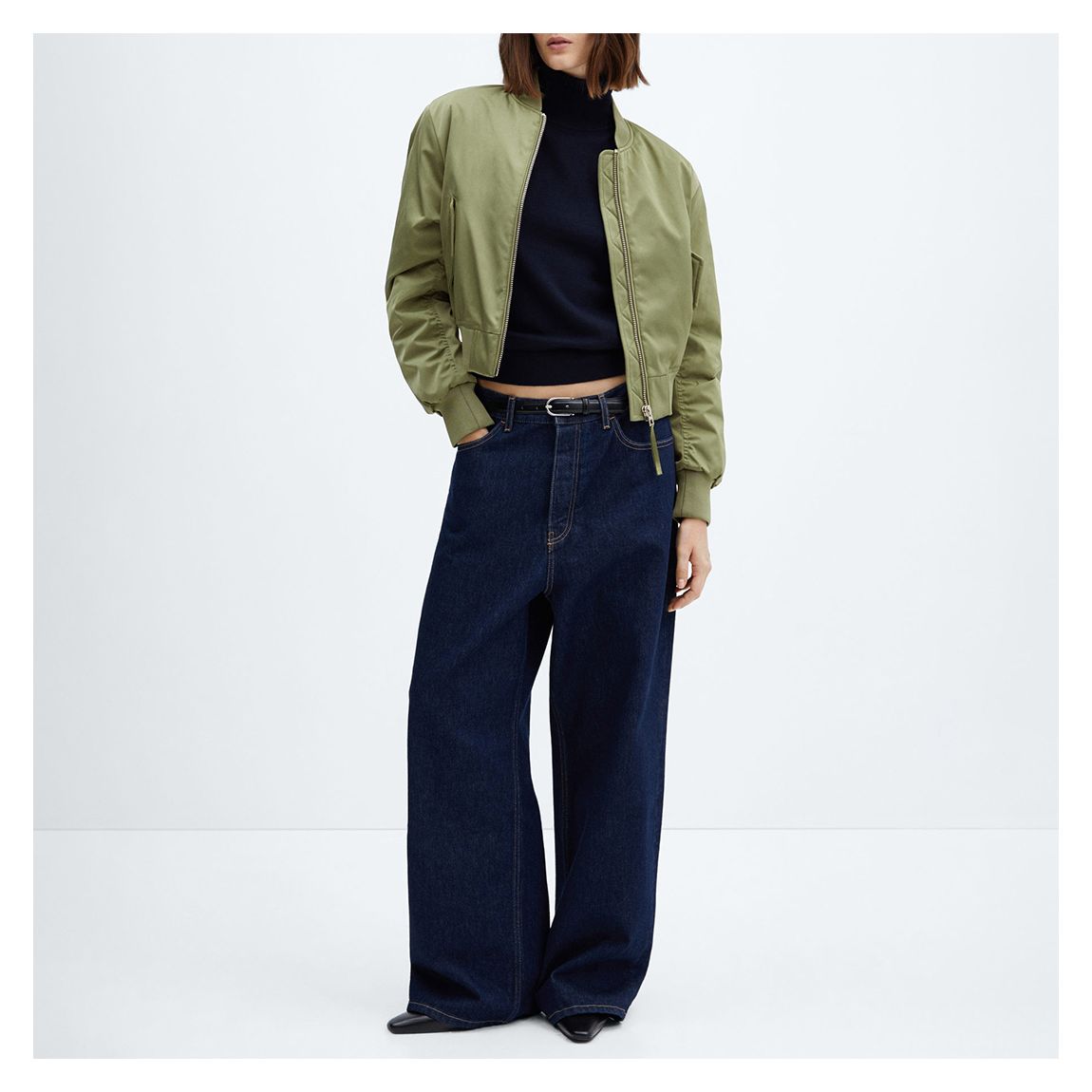 Khaki Oversized Bomber Jacket main product photo