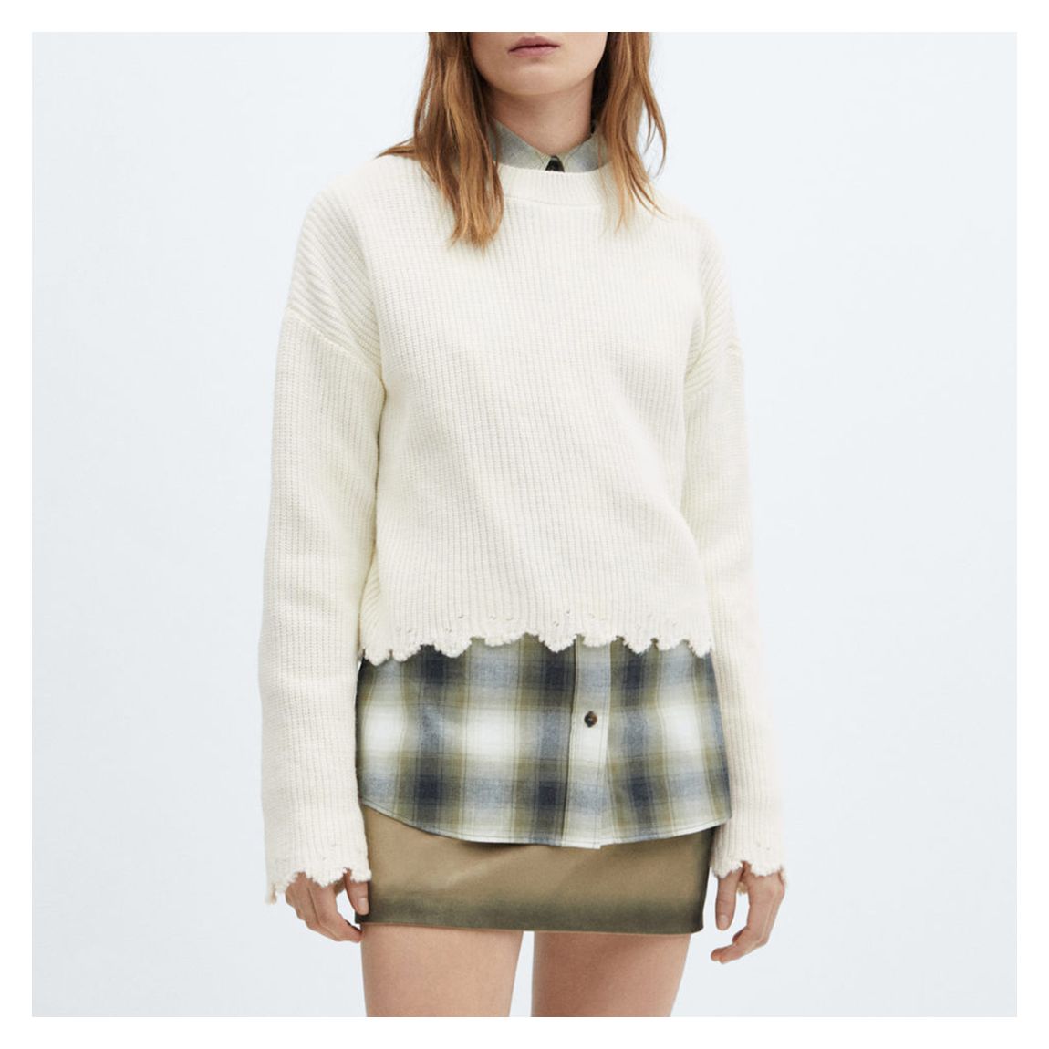 Ecru Cotton-Linen Round-Neck Knitted Jumper main product photo