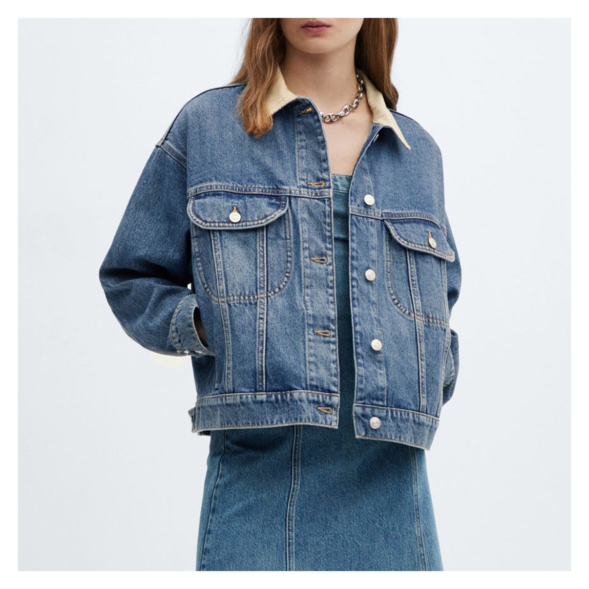 Blue Contrast Denim Jacket main product photo