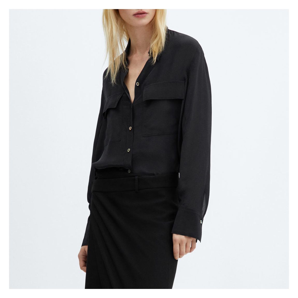 Black Pockets Flowy Shirt main product photo