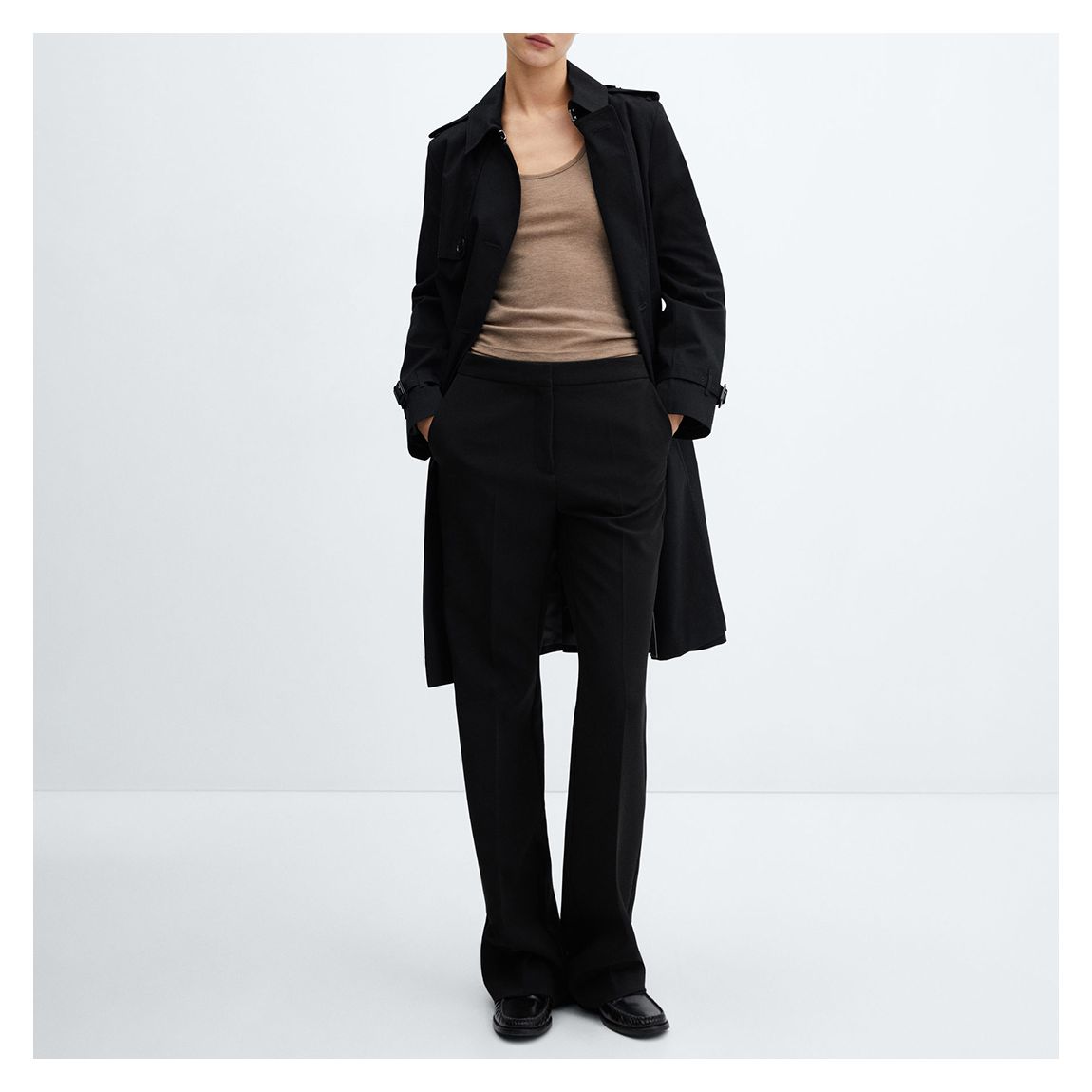 Black Classic Trench Coat With Belt main product photo