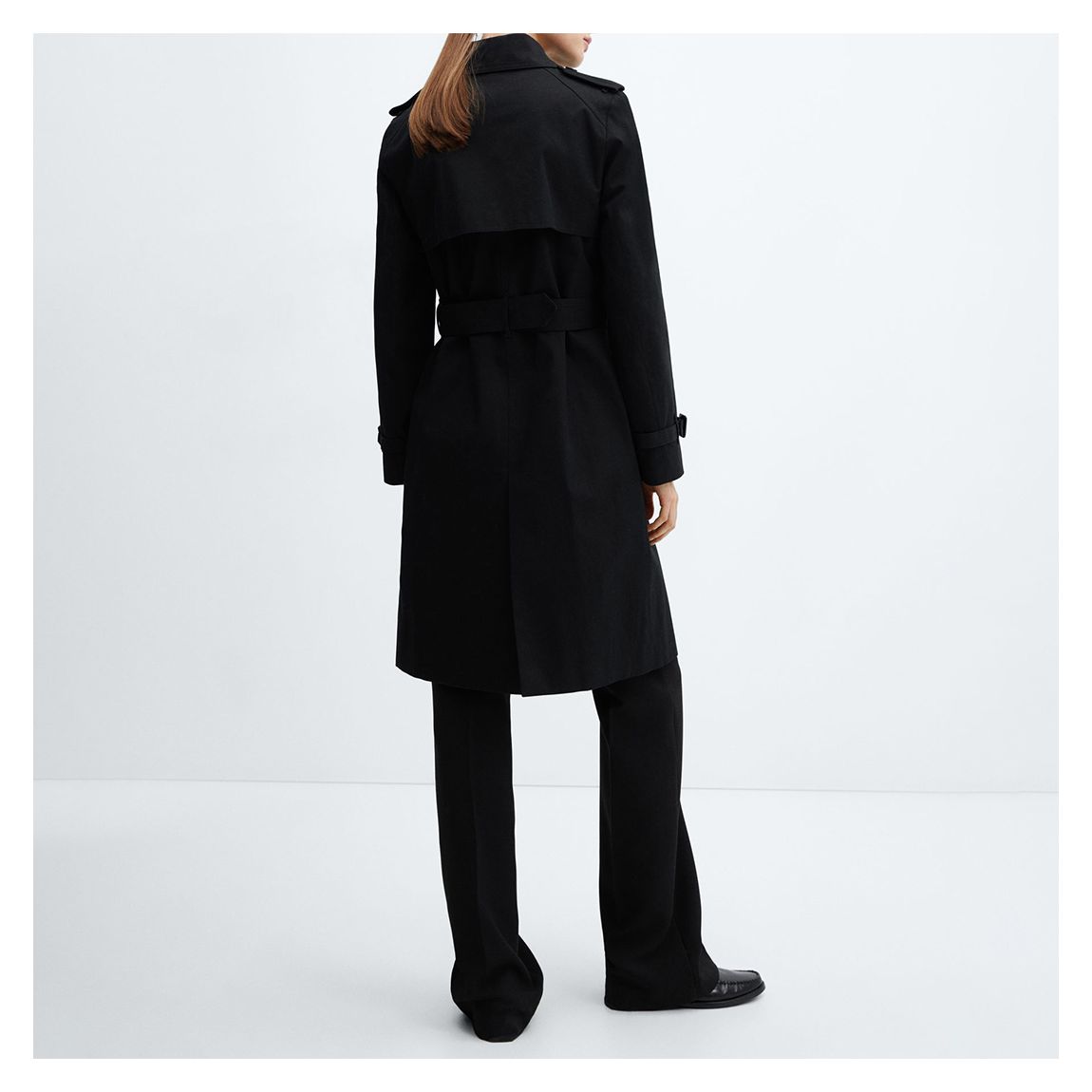 Black Classic Trench Coat With Belt