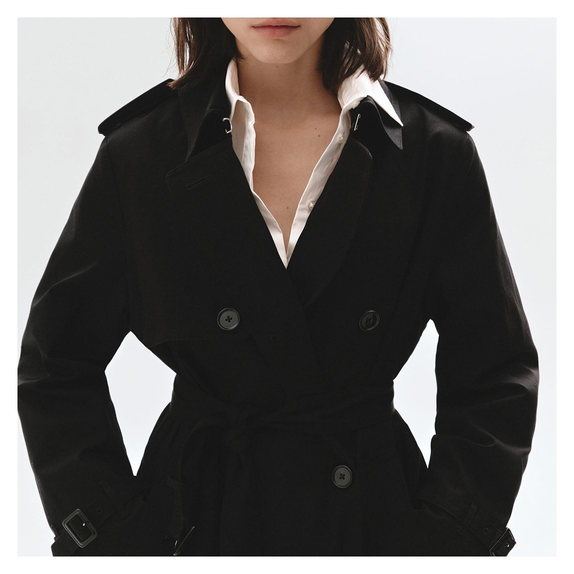 Black Classic Trench Coat With Belt