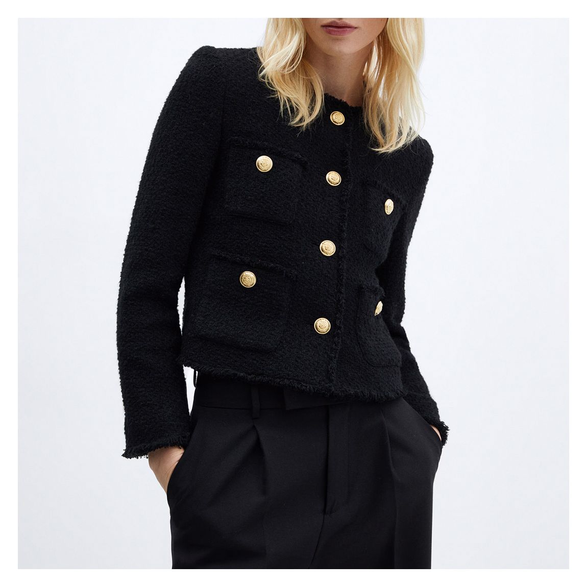 Black Tweed Gold Button Jacket main product photo