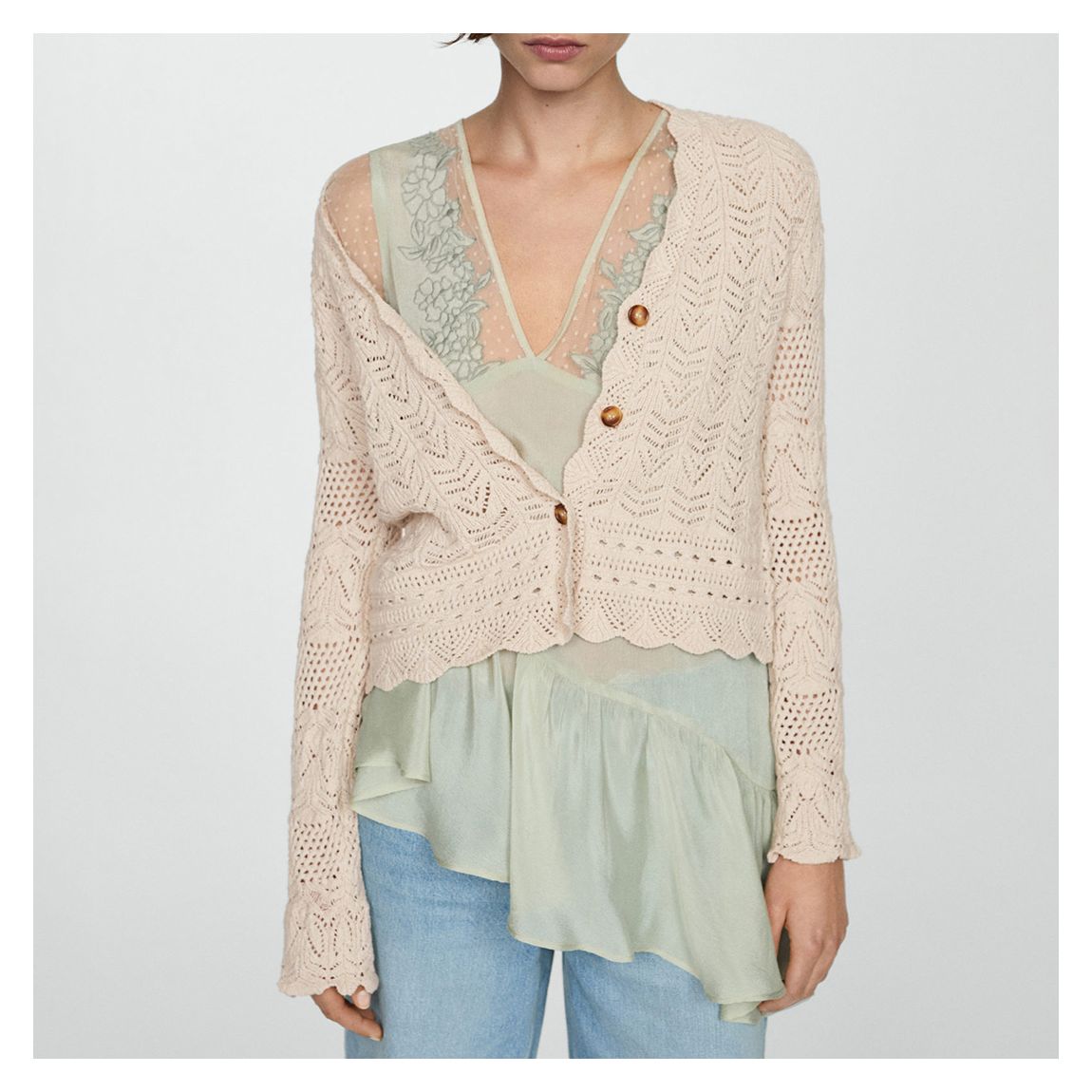 Natural Openwork Details Cardigan main product photo