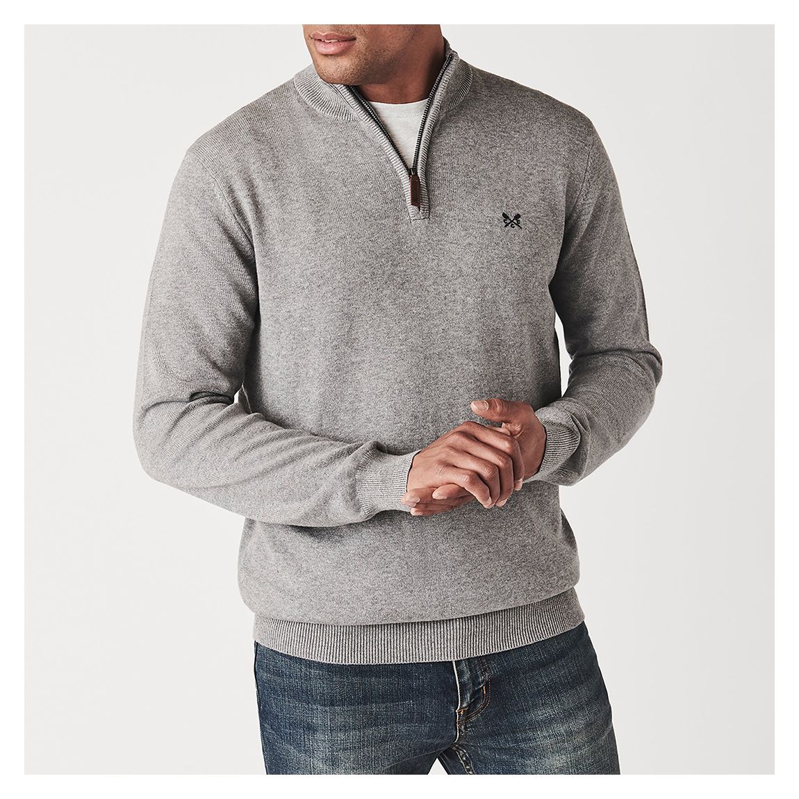 Grey Marl Half Zip Knit Jumper main product photo