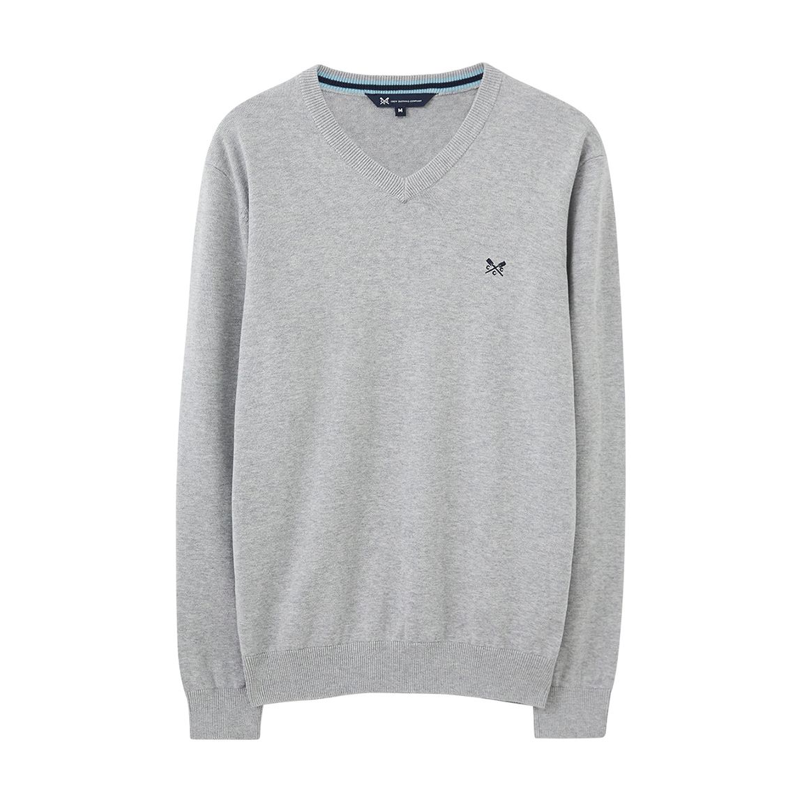 Grey Marl Cotton V-Neck Jumper main product photo