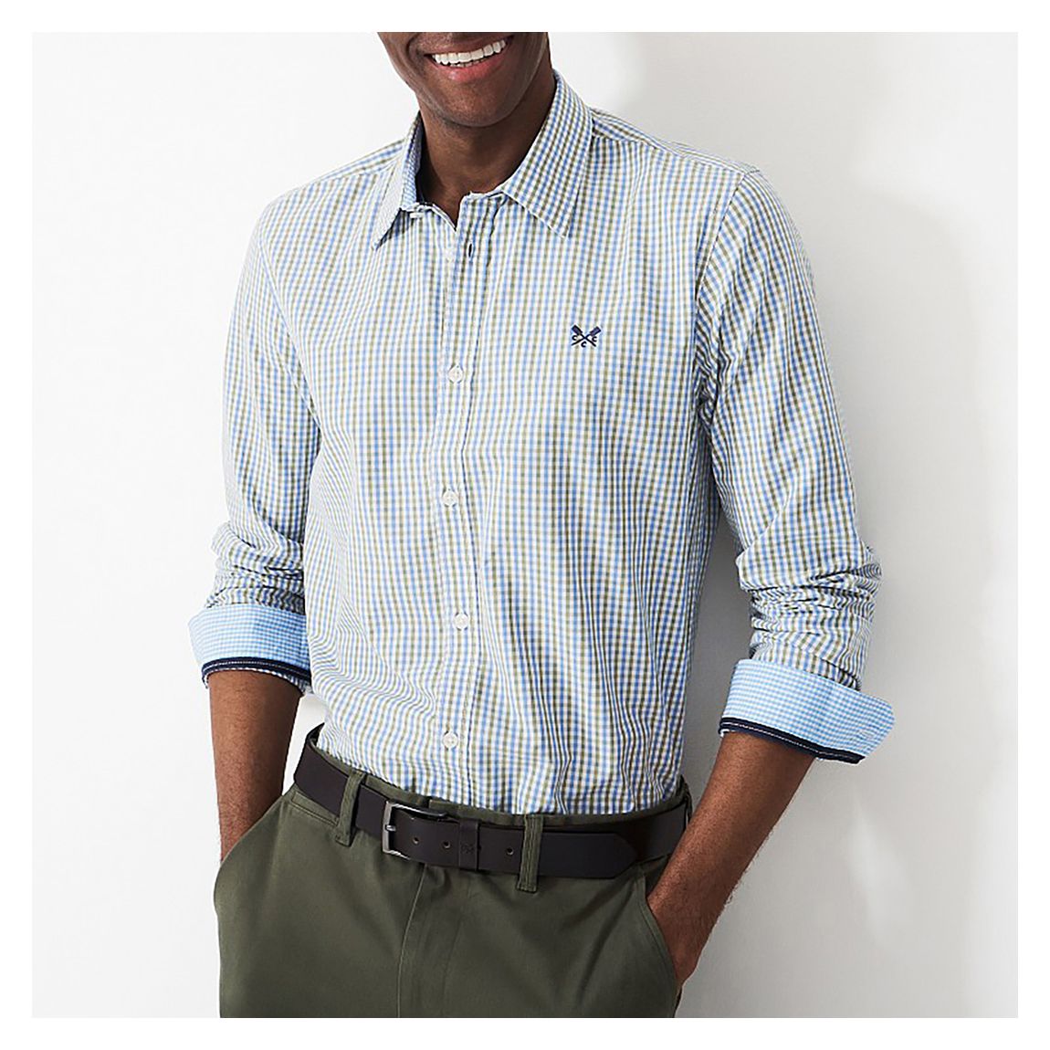 Green/Blue Peached Poplin Shirt main product photo