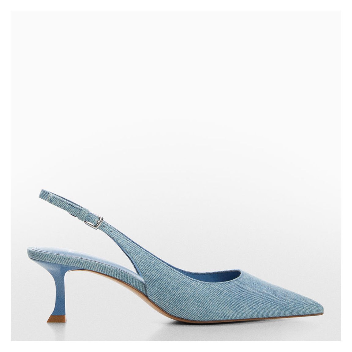 Blue Denim Slingback Kitten Heeled Shoes main product photo